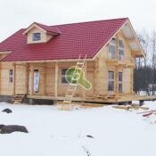 Строительство дома в зимний периодв коттеджном посёлке Вьюн-Спрингс из проф.бруса толщиной 185мм.